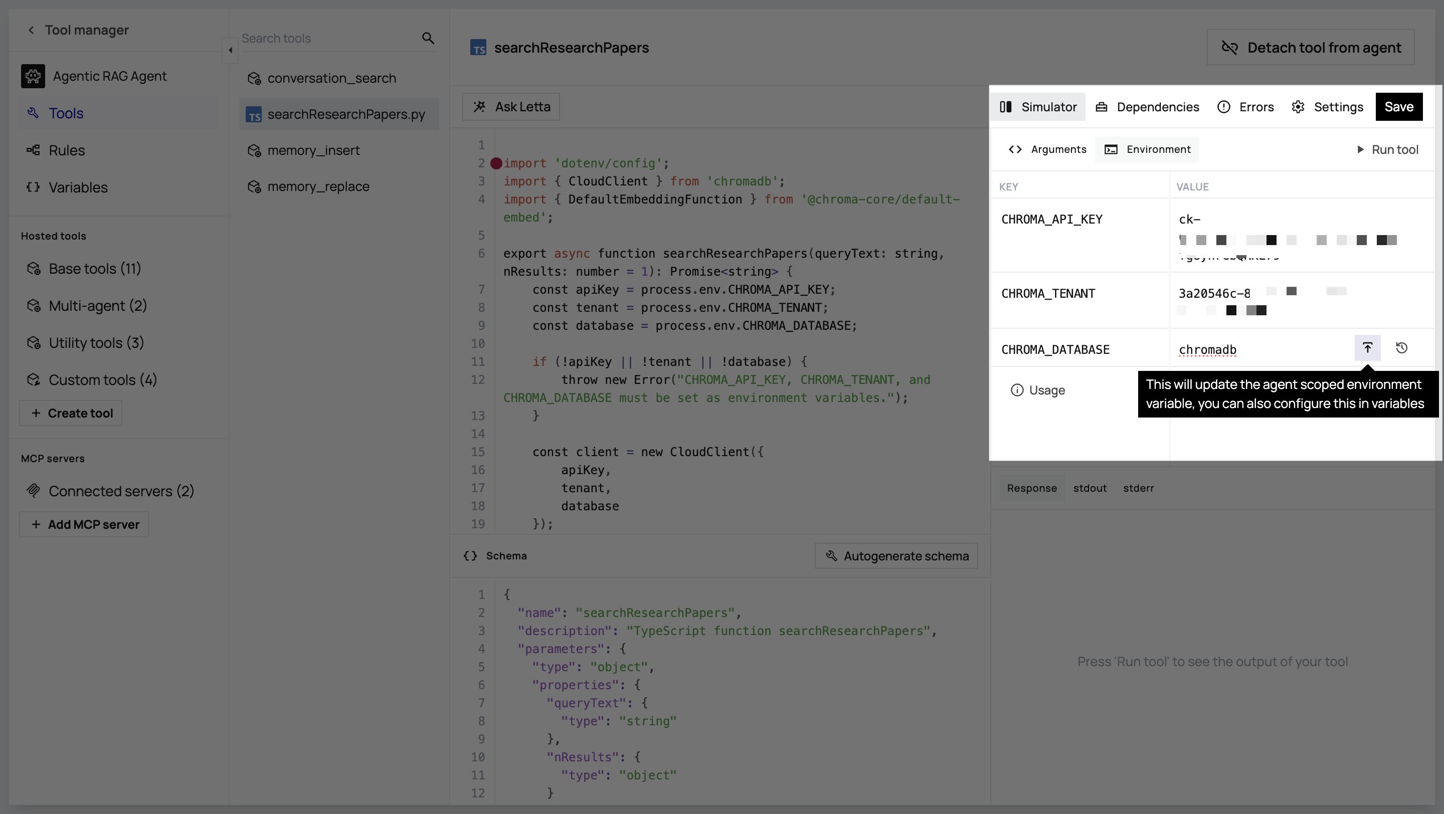 Letta Tool Configuration